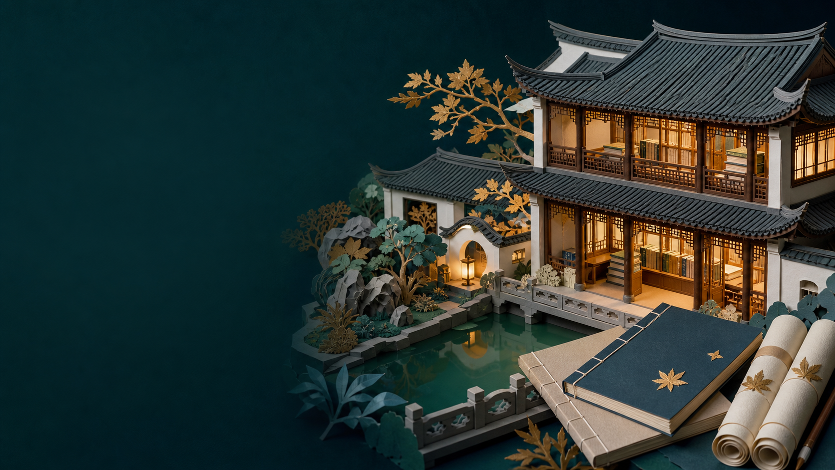 天一阁主题书楼与图案书的教学创作场景